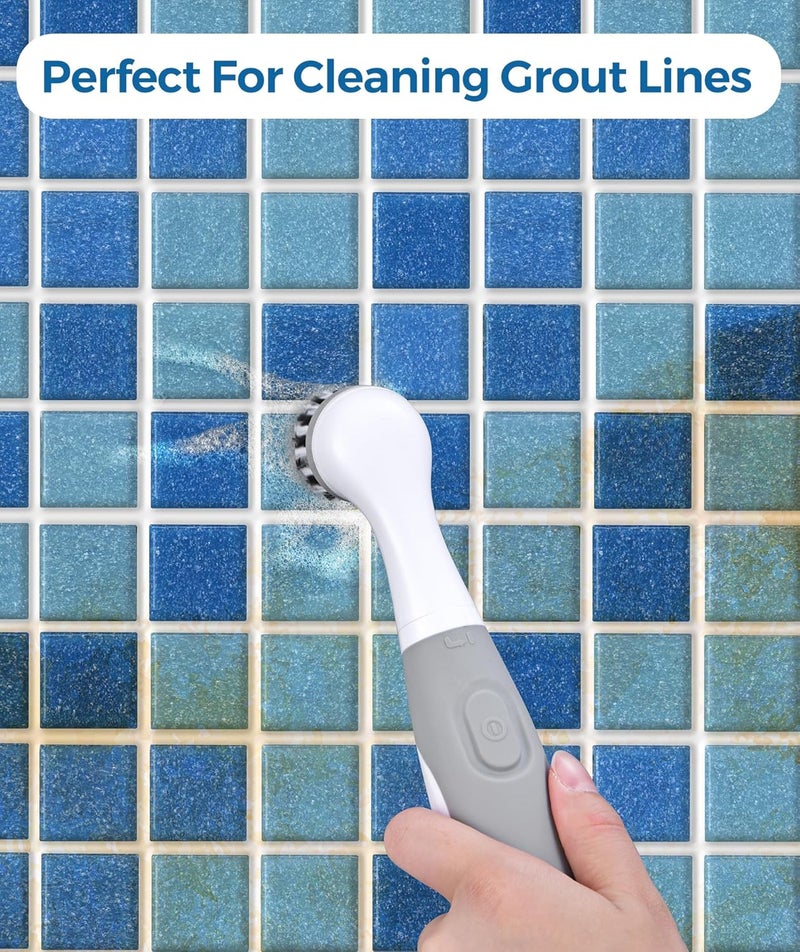 kHelfer Electric Cleaning Brush with Battery Power, KH6A Small Electric Grout Brush&5 Replacement Brush, Lightweight Waterproof Stainless Steel Wire Brush for Grout, Tile, Corner, Kitchen, Bathroom - Image 5